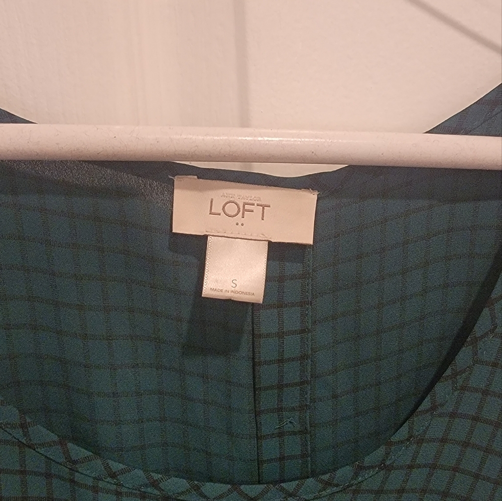 Loft is teal and black striped sleeveless blouse